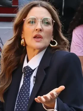 Drew Barrymore NYC 2024 Navy Blue Blazer For Sale