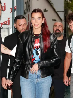 Dua Lipa NRJ Black Leather Jacket