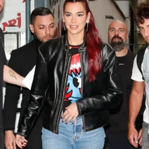 Dua Lipa NRJ Black Leather Jacket