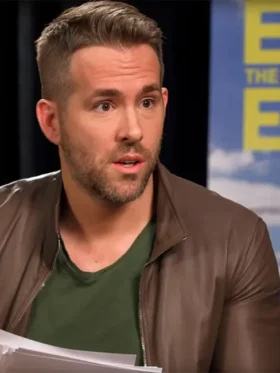 Eddie The Eagle Ryan Reynolds Brown Leather Jacket