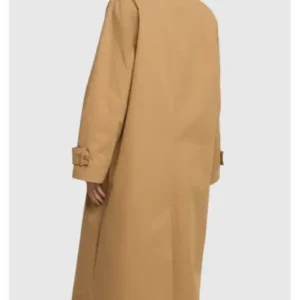 Elizabeth Lail Elsbeth 2024 Beige Long Coat Backside