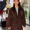 GMA Studios NYC 2024 Olivia Munn Brown Trench Coat For Women