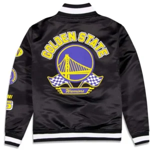 Golden State Warriors Rally Drive 2024 Satin Varsity Jacket Back