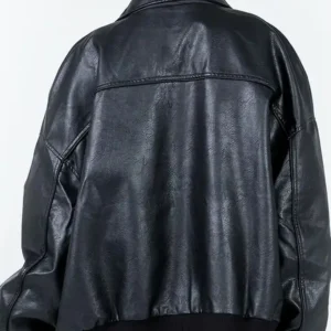 Goldsmith Faux Leather Bomber Jacket Black Backside