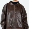 Goldsmith Faux Leather Bomber Jacket Front