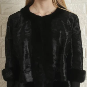 Ilana Women Persian Curly Lamb Black Cropped Jacket