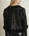 Ilana Women Persian Curly Lamb Black Cropped Jacket Backside View