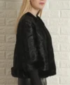 Ilana Women Persian Curly Lamb Black Cropped Jacket Right Side