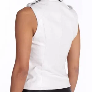 Jackie White Leather Vest Women