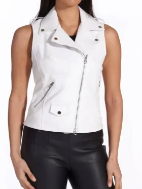 Jackie White Leather Vest Women On Sale