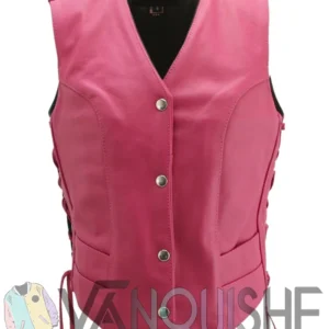 Jennie Pink Leather Vest front