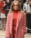 Jennifer Lopez Good Morning America 2024 Pink Fur Long Coat