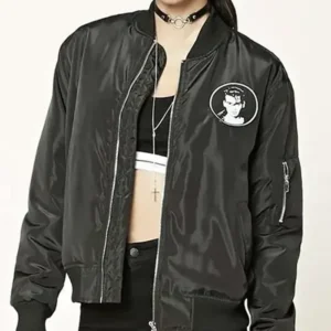 Johnny Depp Cry Baby Black Satin Bomber Jacket