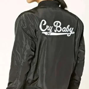 Johnny Depp Cry Baby Black Satin Bomber Jacket Back