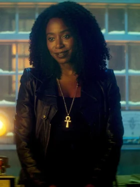 Kirby Howell Baptiste Dead Boy Detectives Black Biker Jacket