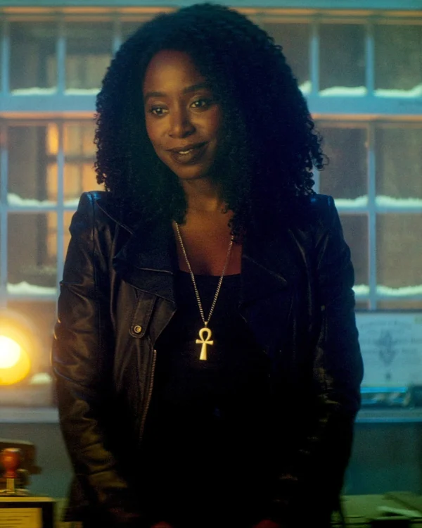 Kirby Howell Baptiste Dead Boy Detectives Black Biker Jacket
