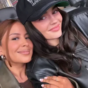 Kylie Jenner Truck Show LA 2024 Black Leather Jacket