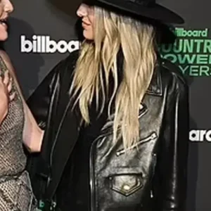 Lainey Wilson Billboard Country Power Players 2024 Black Leather Jacket For Sale