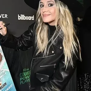 Lainey Wilson Billboard Country Power Players 2024 Black Leather Jacket For Women