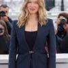 Lea Seydoux Cannes Film Premiere 2024 Navy Blue Blazer For Women