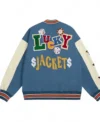 Lucky Blue Varsity Patch Jacket Back
