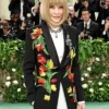 Met Gala 2024 Anna Wintour Colorful Floral Long Black Coat