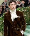 Met Gala 2024 Barry Keoghan Olive Green Velvet Burberry Suit For Sale