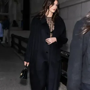 Met Gala 2024 Kaia Gerbers Black Trench Coat For Sale