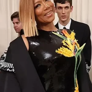Met Gala 2024 Queen Latifah Black Floral Coat
