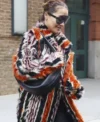Met Gala 2024 Rita Ora Fur Stripes Orange Coat