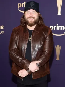 Nate Smith Acm Awards 2024 Brown Leather Jacket