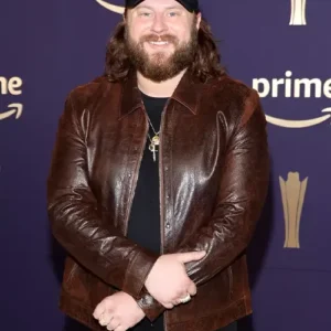 Nate Smith Acm Awards 2024 Brown Leather Jacket