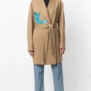 Nathalie Kelley Dynasty S01 Beige Leather Coat