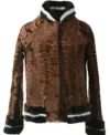 Nava Crosby Brown Persian Lamb Fur with Faux Fur Coat On Sale 
