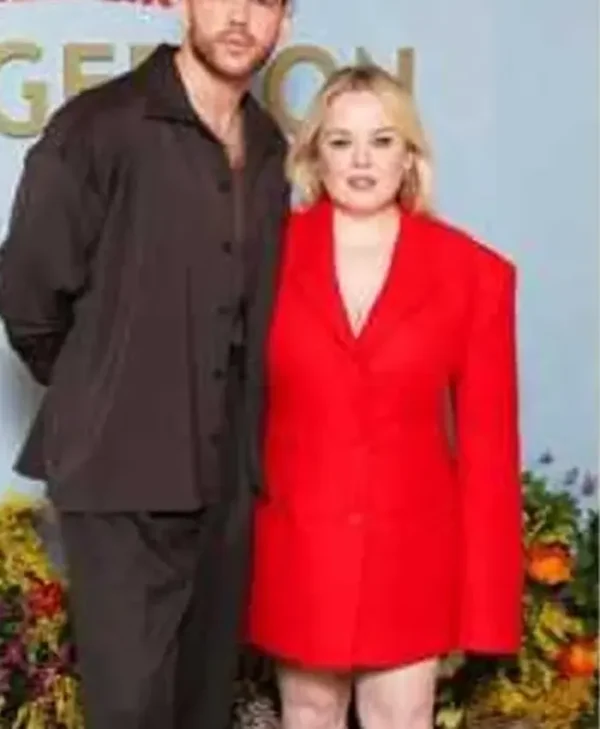 Nicola Coughlan Bridgerton Red Double breasted Blazer For Women