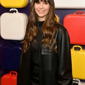 Nina Dobrev Black Leather Jacket