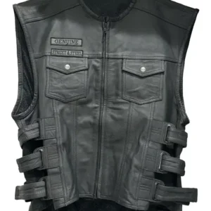 Norma Street & Steel Anarchy Leather Vest front shoot