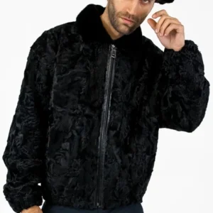 Norris Black Zipper Persian Fur Lamb Jacket