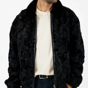 Norris Black Zipper Persian Lamb Fur Jacket