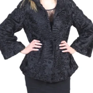 Order Lucy Faux Persian Lamb Black Fur Women Jacket