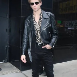 Owen Teague Good Morning America 2024 Black Leather Jackets
