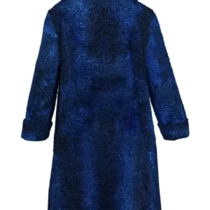 Parker Faux Persian Lamb Fur Blue Long Coat
