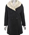 Phillips Mink Collar Black Persian Lamb Fur Coat 