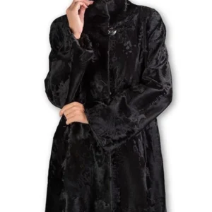 Piche Women Persian Lamb Fur Turtle Neck Long Coat