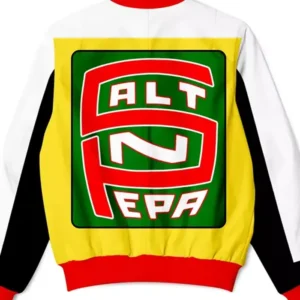 Salt N Pepa Color block Zip Leather Jacket Back