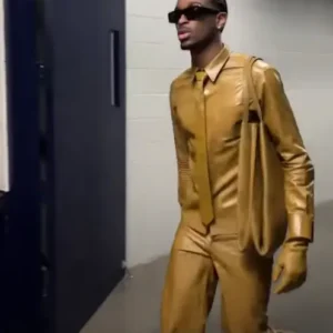 Shai Gilgeous Alexander Pre Game Gold Suit On Sale