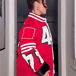 Shop Kristin Juszczyk Red Puffer Jacket