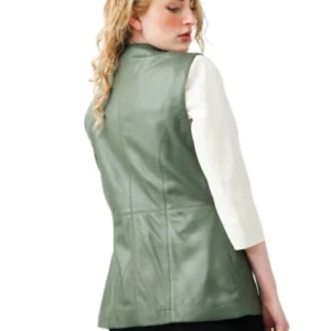 Shop Maria Green Leather Vest