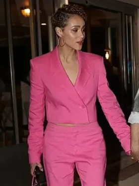 Shop Megalopolis Premiere 2024 Nathalie Emmanuel Pink Suit