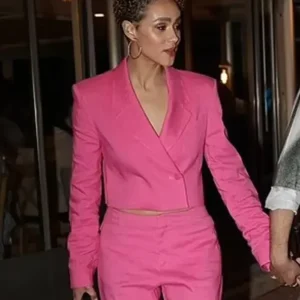 Shop Megalopolis Premiere 2024 Nathalie Emmanuel Pink Suit